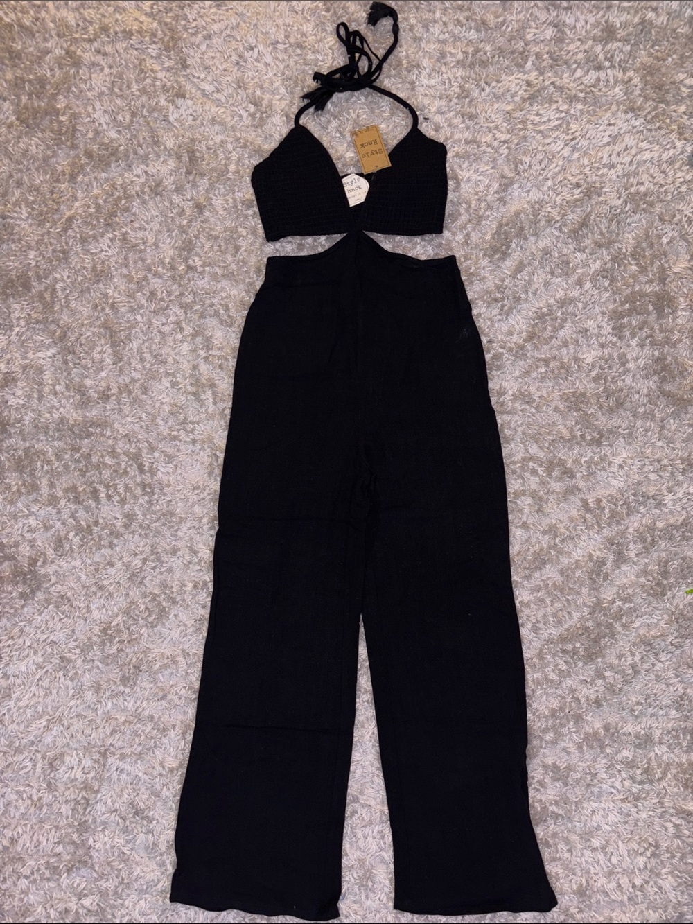 Style & Co. Black linen Halter Jumpsuit